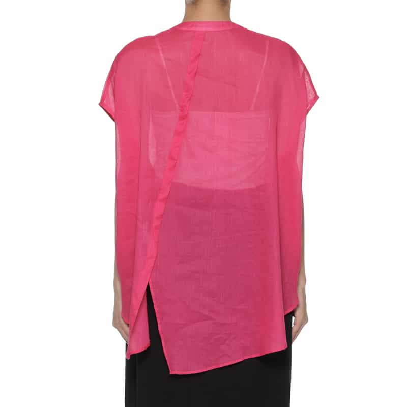 BARNEYS NEW YORK ウォッシャブル アシンメトリーフレンチスリーブシャツ PINK