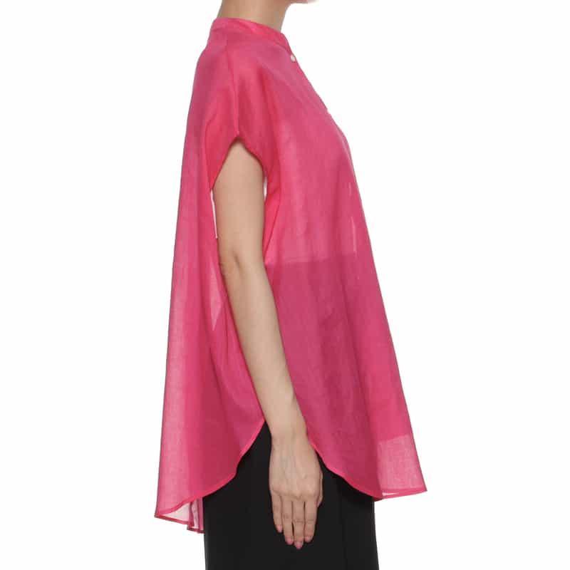 BARNEYS NEW YORK ウォッシャブル アシンメトリーフレンチスリーブシャツ PINK