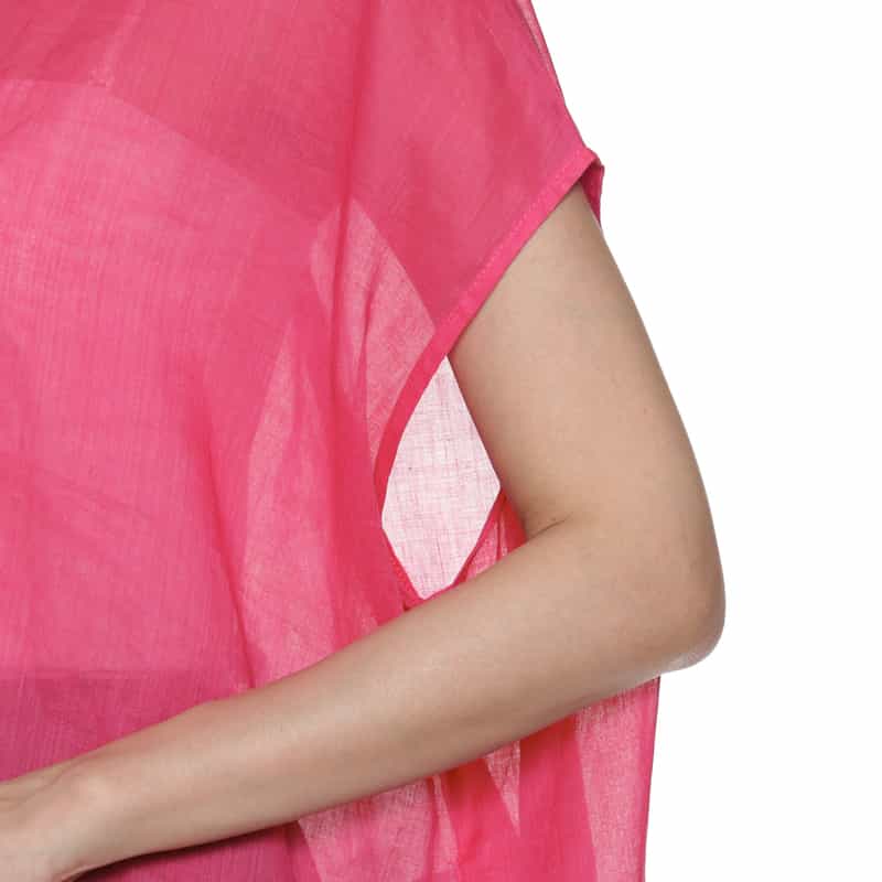 BARNEYS NEW YORK ウォッシャブル アシンメトリーフレンチスリーブシャツ PINK