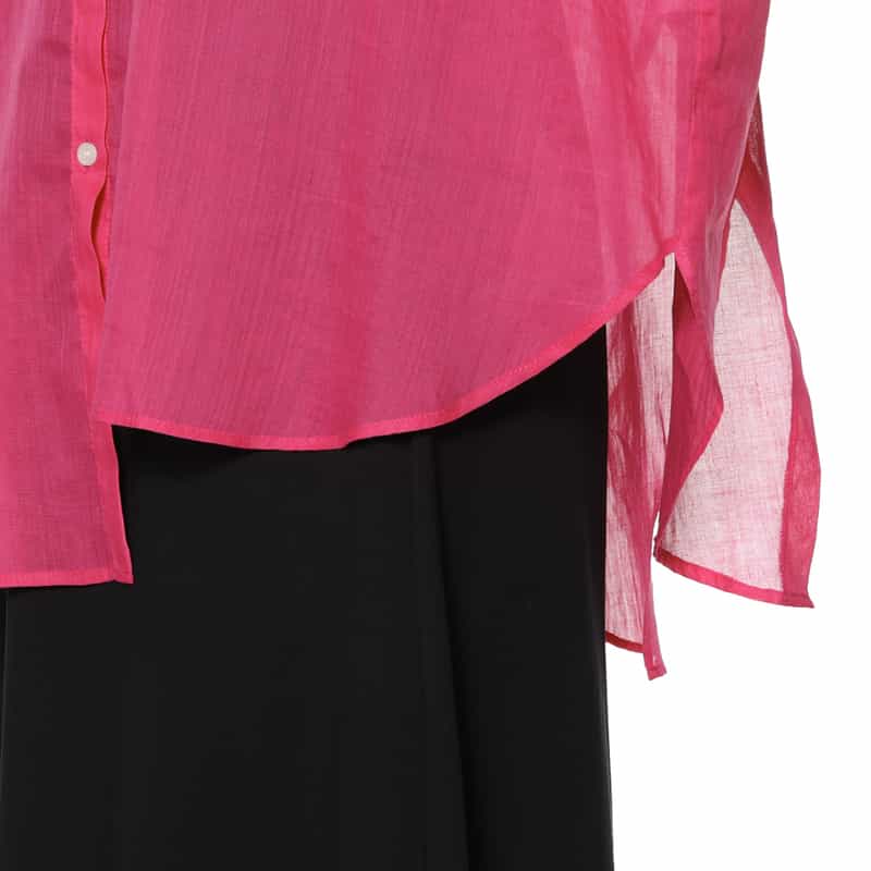 BARNEYS NEW YORK ウォッシャブル アシンメトリーフレンチスリーブシャツ PINK