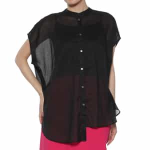 ウォッシャブル アシンメトリーフレンチスリーブシャツ