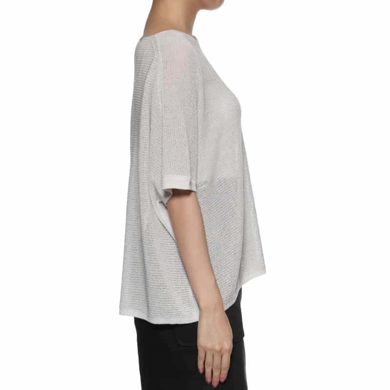 BARNEYS NEW YORK ウォッシャブル シースルーニットプルオーバー LIGHT GRAY