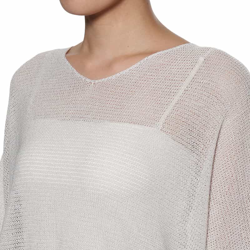 BARNEYS NEW YORK ウォッシャブル シースルーニットプルオーバー LIGHT GRAY