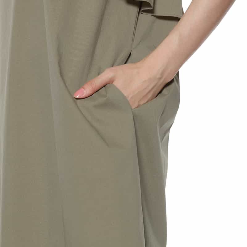 BARNEYS NEW YORK ウォッシャブル コンビネーション ペプラムドレス BEIGE