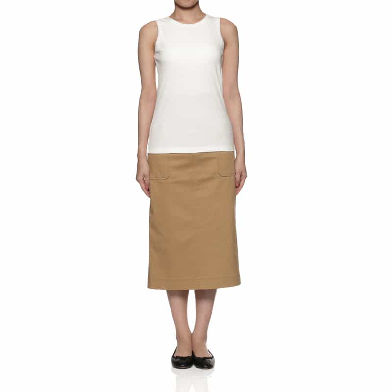 BARNEYS NEW YORK ウォッシャブル カップ付きリブタンクトップ OFF WHITE