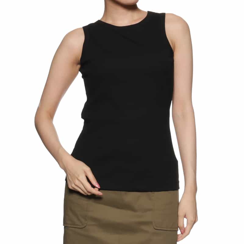 BARNEYS NEW YORK ウォッシャブル カップ付きリブタンクトップ BLACK