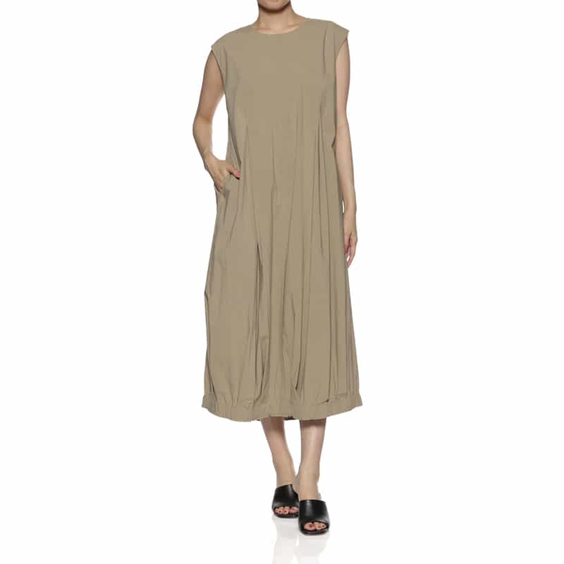 BARNEYS NEW YORK ウォッシャブル ギャザーヘム コクーンドレス BEIGE