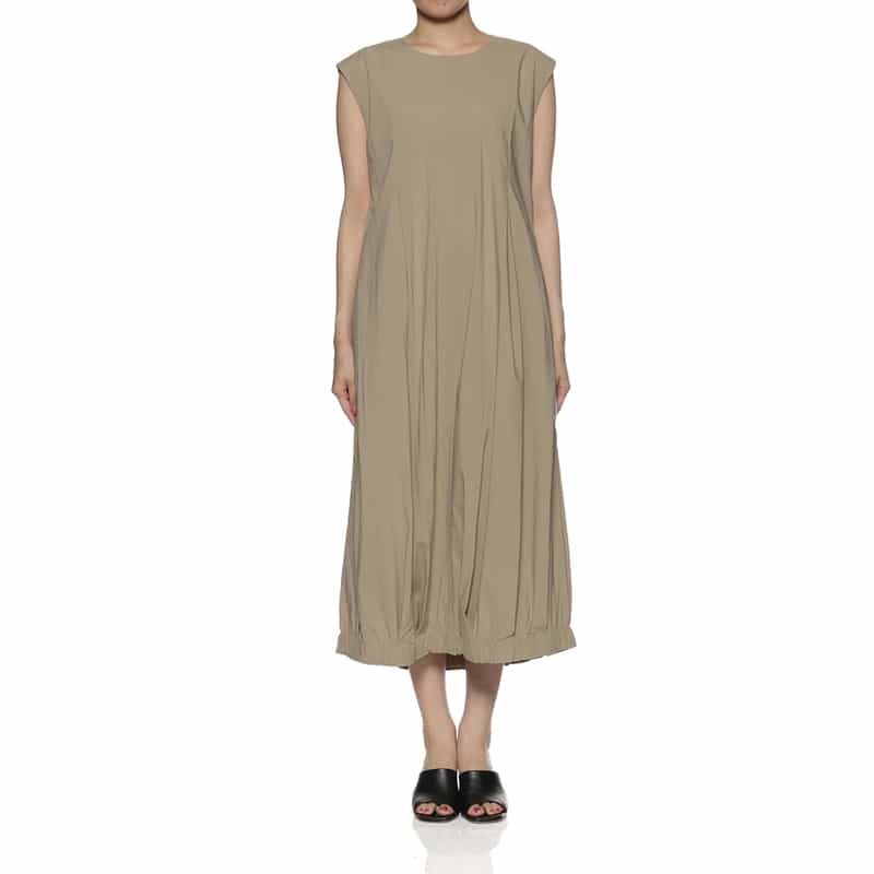 BARNEYS NEW YORK ウォッシャブル ギャザーヘム コクーンドレス BEIGE