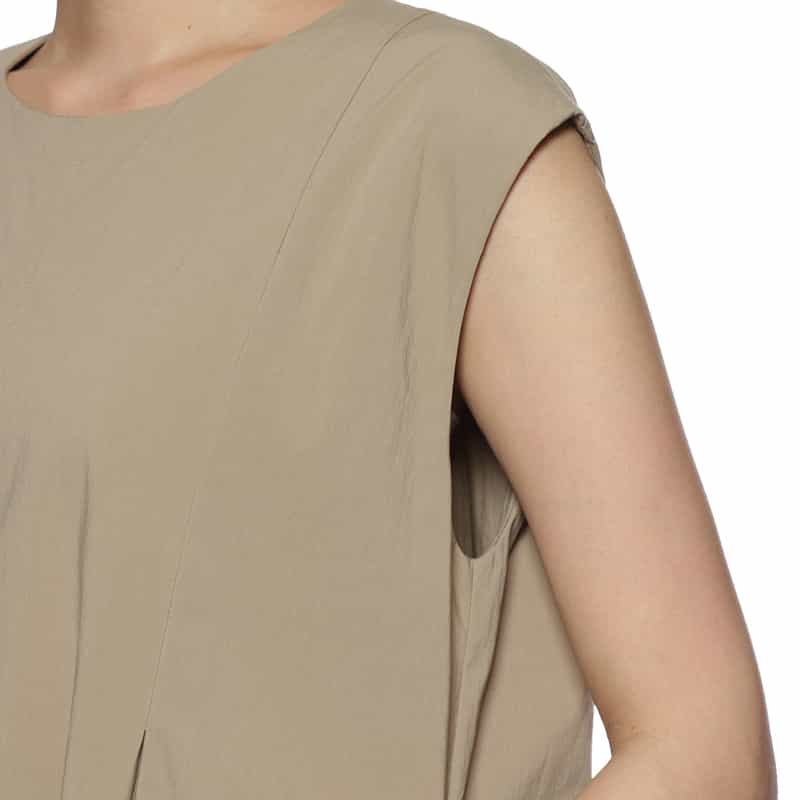 BARNEYS NEW YORK ウォッシャブル ギャザーヘム コクーンドレス BEIGE