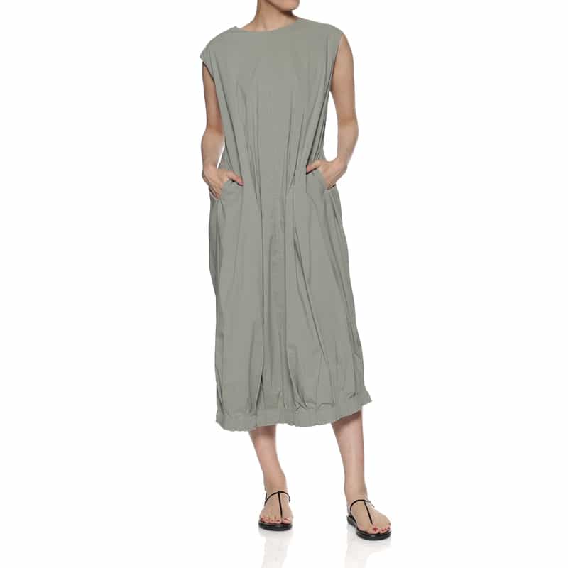 BARNEYS NEW YORK ウォッシャブル ギャザーヘム コクーンドレス GRAY