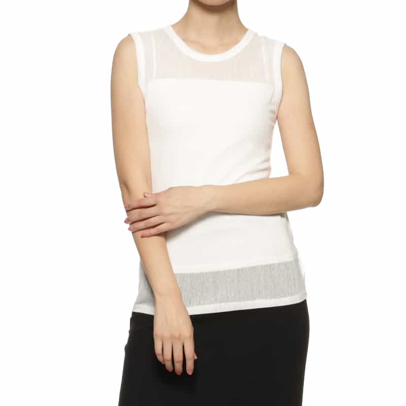 BARNEYS NEW YORK ウォッシャブル メッシュ素材タンクトップ OFF WHITE