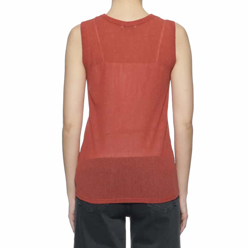 BARNEYS NEW YORK ウォッシャブル メッシュ素材タンクトップ RED