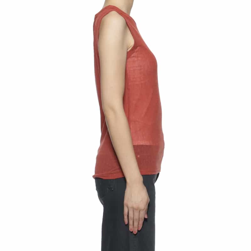 BARNEYS NEW YORK ウォッシャブル メッシュ素材タンクトップ RED