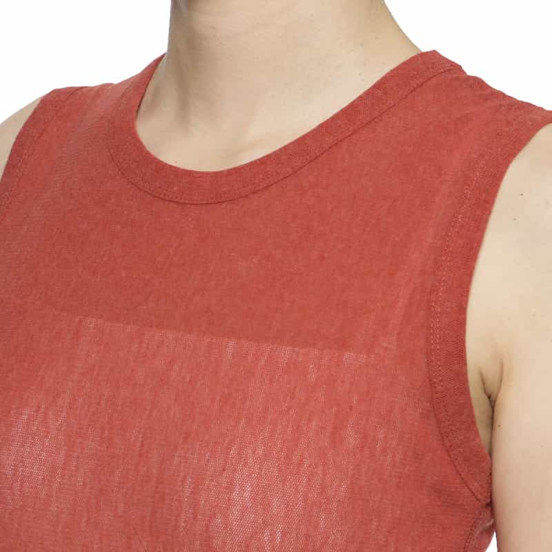 BARNEYS NEW YORK ウォッシャブル メッシュ素材タンクトップ RED