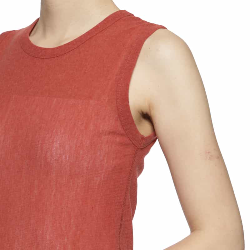 BARNEYS NEW YORK ウォッシャブル メッシュ素材タンクトップ RED