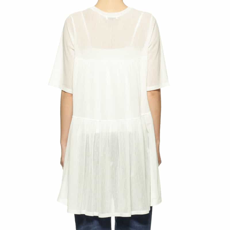 BARNEYS NEW YORK ウォッシャブル メッシュ素材ティアードプルオーバー OFF WHITE