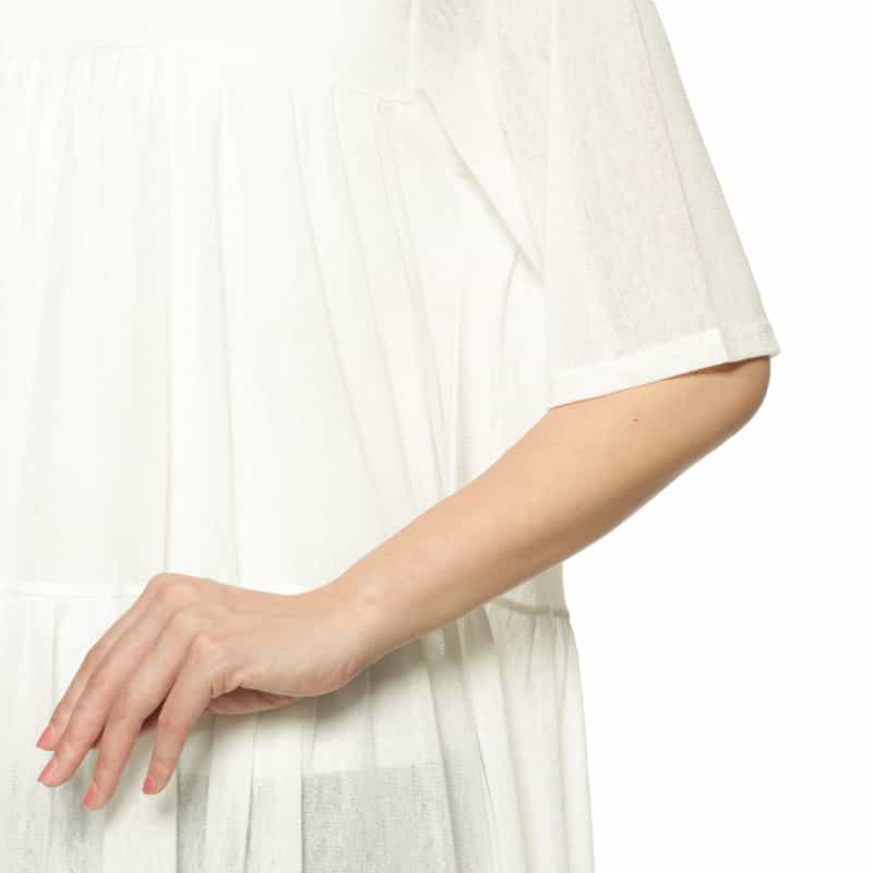 BARNEYS NEW YORK ウォッシャブル メッシュ素材ティアードプルオーバー OFF WHITE