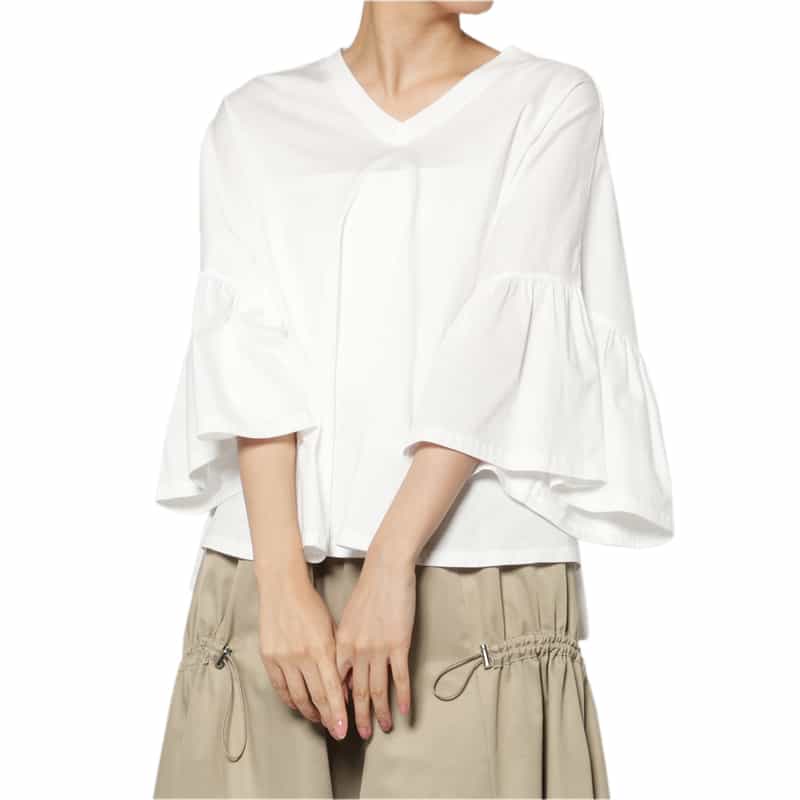 ウォッシャブル Vネックフレアスリーブプルオーバー