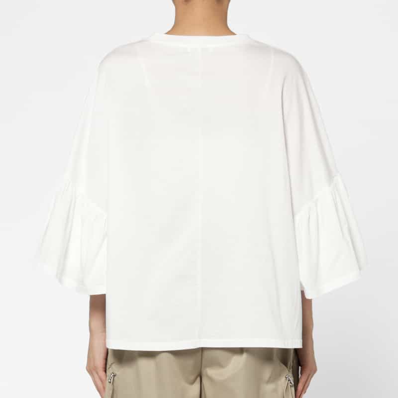 BARNEYS NEW YORK ウォッシャブル Vネックフレアスリーブプルオーバー WHITE