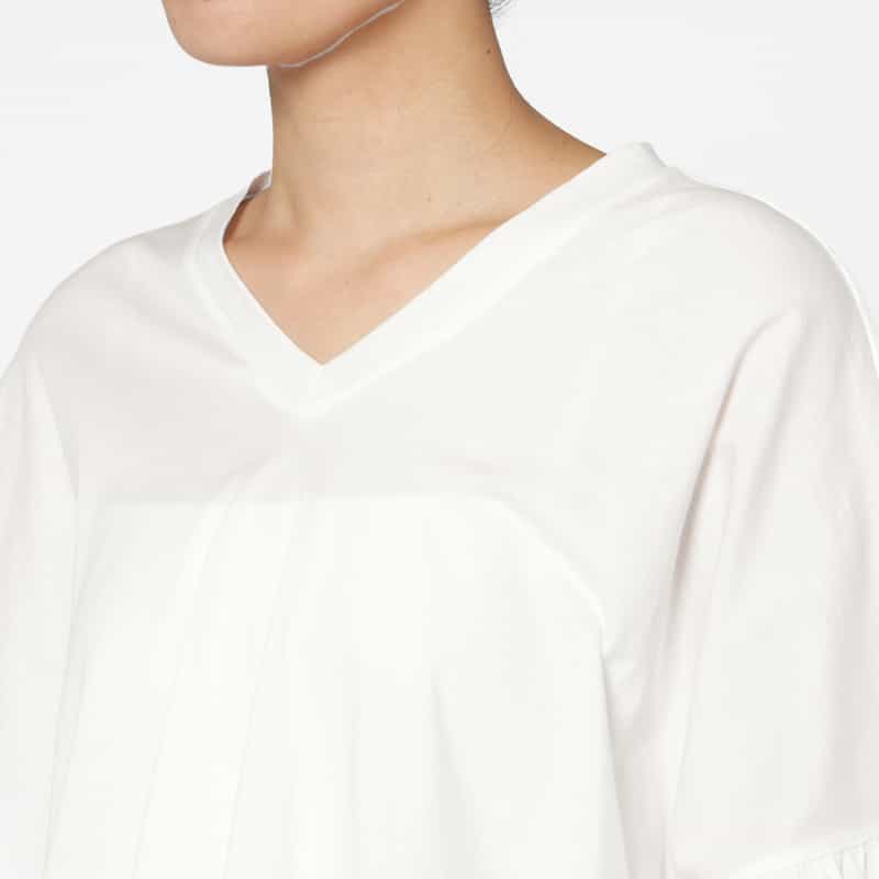 BARNEYS NEW YORK ウォッシャブル Vネックフレアスリーブプルオーバー WHITE