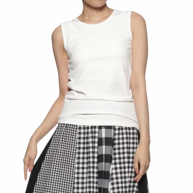 BARNEYS NEW YORK ウォッシャブル カップ付きアシンメトリーレイヤードタンクトップ OFF WHITE
