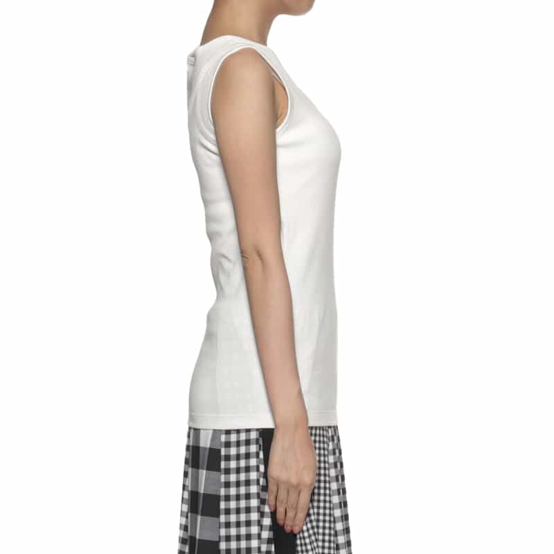 BARNEYS NEW YORK ウォッシャブル カップ付きアシンメトリーレイヤードタンクトップ OFF WHITE