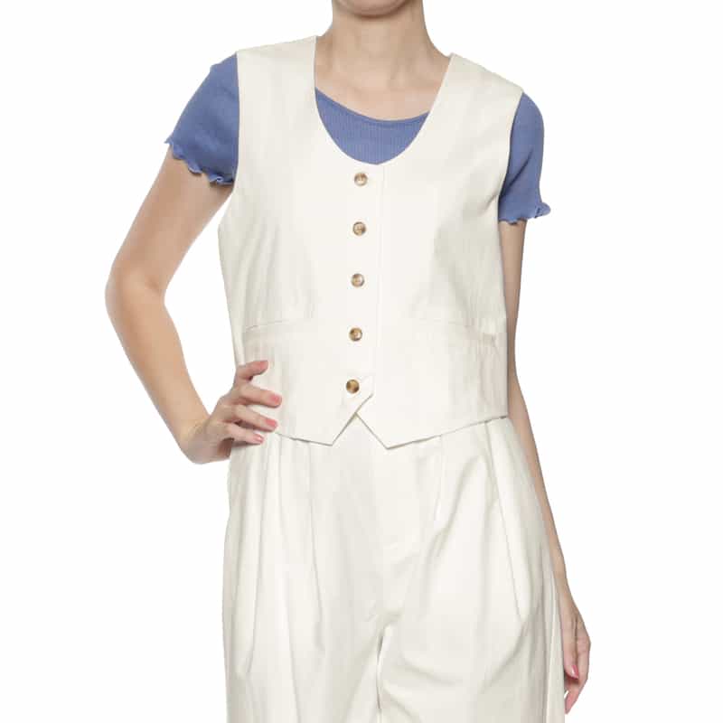 BARNEYS NEW YORK セットアップ ウォッシャブル ショートベストブラウス OFF WHITE