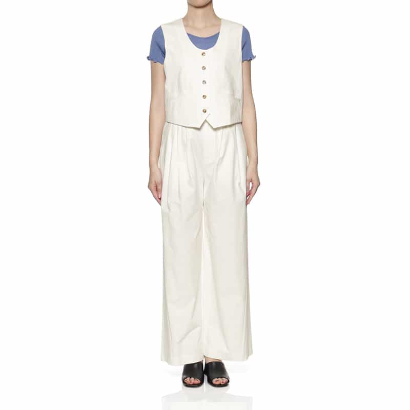BARNEYS NEW YORK セットアップ ウォッシャブル ショートベストブラウス OFF WHITE