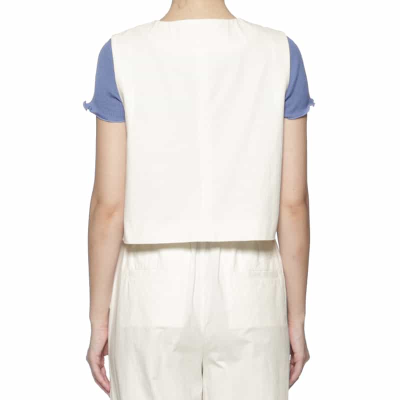 BARNEYS NEW YORK セットアップ ウォッシャブル ショートベストブラウス OFF WHITE