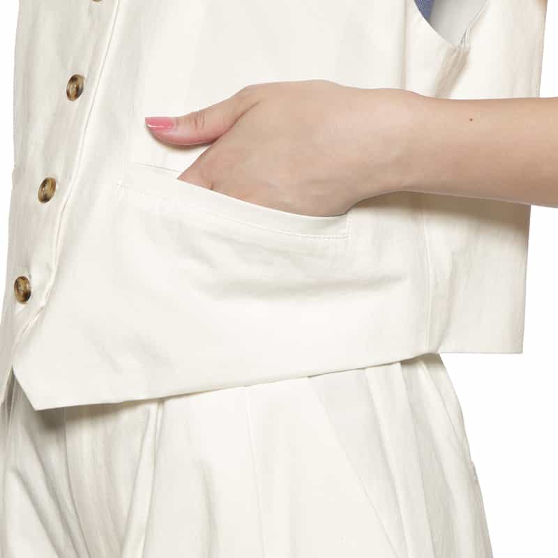 BARNEYS NEW YORK セットアップ ウォッシャブル ショートベストブラウス OFF WHITE