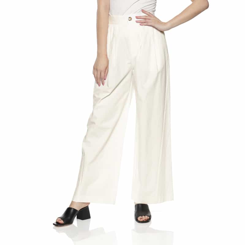 BARNEYS NEW YORK セットアップ ウォッシャブル タック入りワイドストレートパンツ OFF WHITE