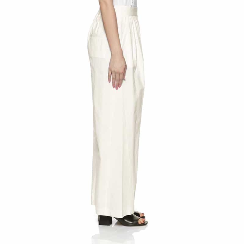 BARNEYS NEW YORK セットアップ ウォッシャブル タック入りワイドストレートパンツ OFF WHITE