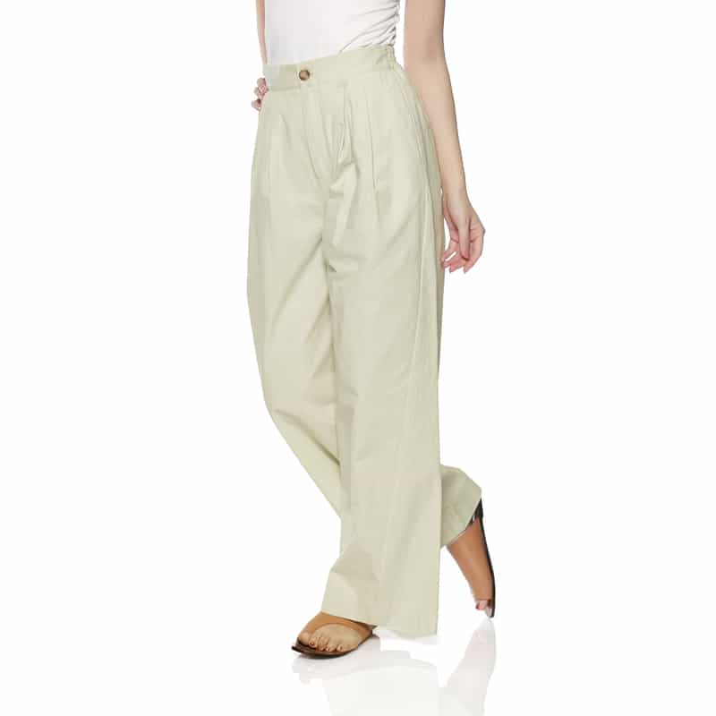 BARNEYS NEW YORK セットアップ ウォッシャブル タック入りワイドストレートパンツ LIGHT GREEN