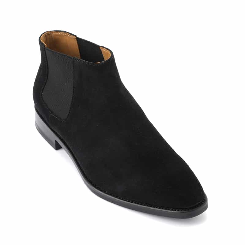 BARNEYS NEW YORK ミドル丈スエードサイドゴアブーツ BLACK
