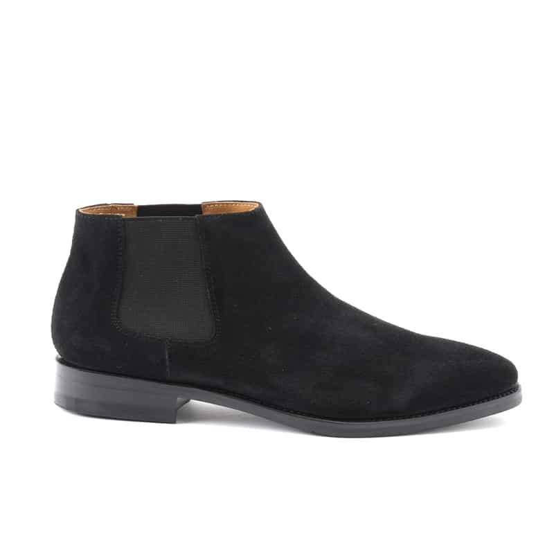 BARNEYS NEW YORK ミドル丈スエードサイドゴアブーツ BLACK
