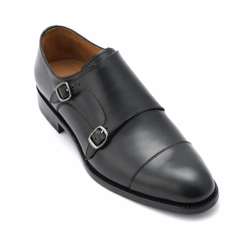BARNEYS NEW YORK ダブルモンクストラップシューズ BLACK