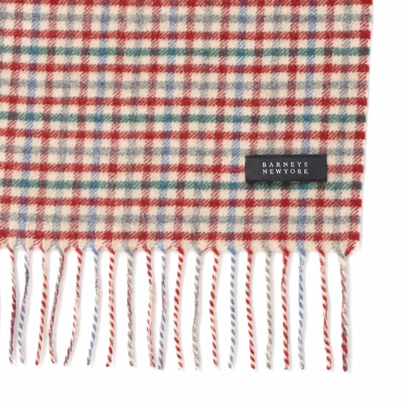 BARNEYS NEW YORK ガンクラブチェック柄カシミヤスカーフ BEIGE