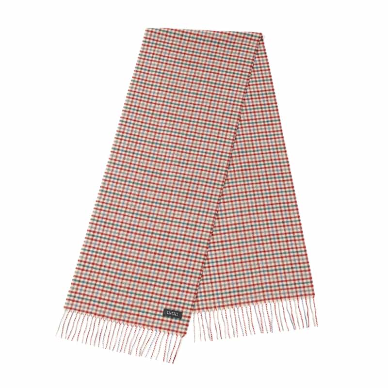 BARNEYS NEW YORK ガンクラブチェック柄カシミヤスカーフ BEIGE