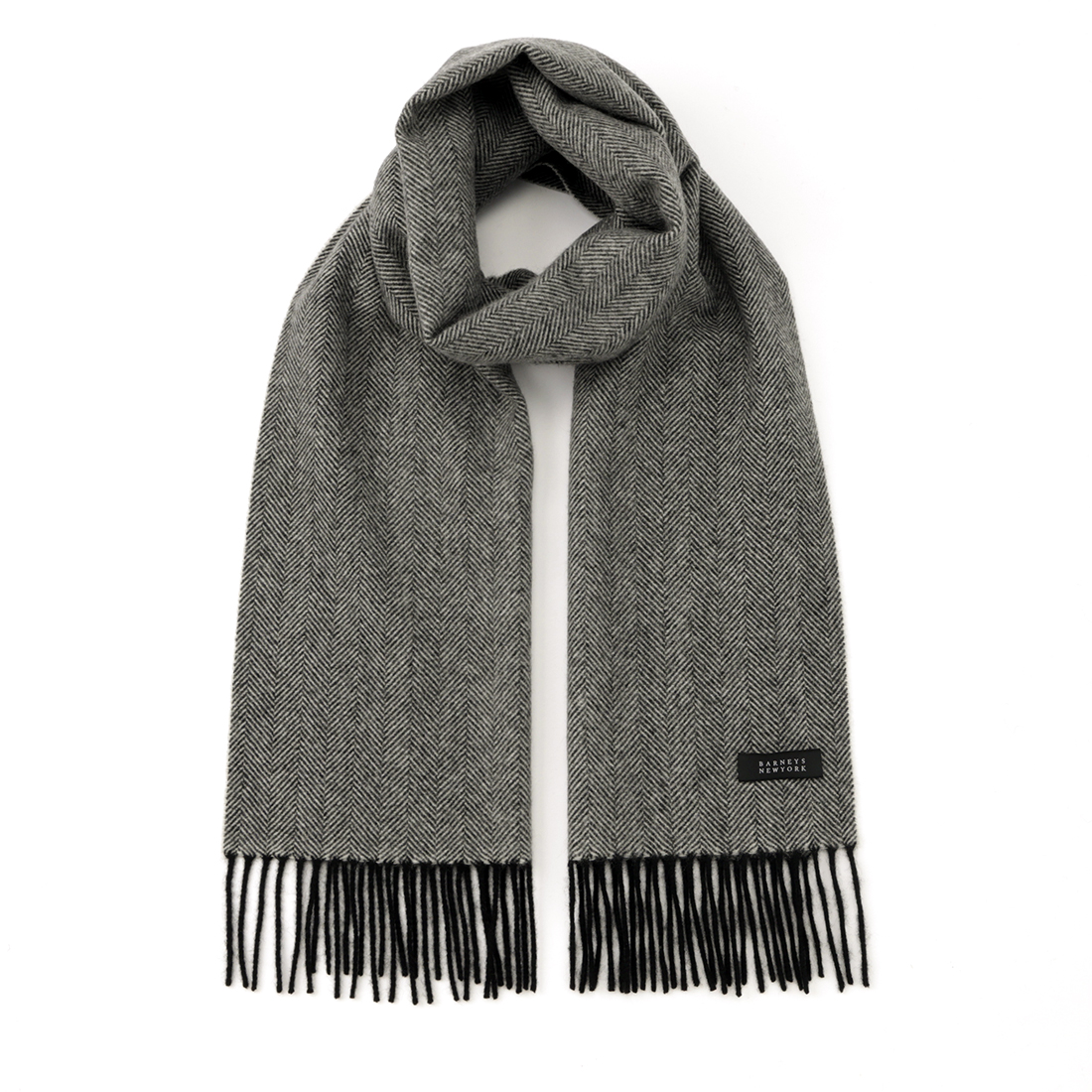 ヘリンボーン柄カシミヤスカーフ
