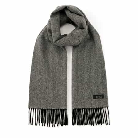 ヘリンボーン柄カシミヤスカーフ