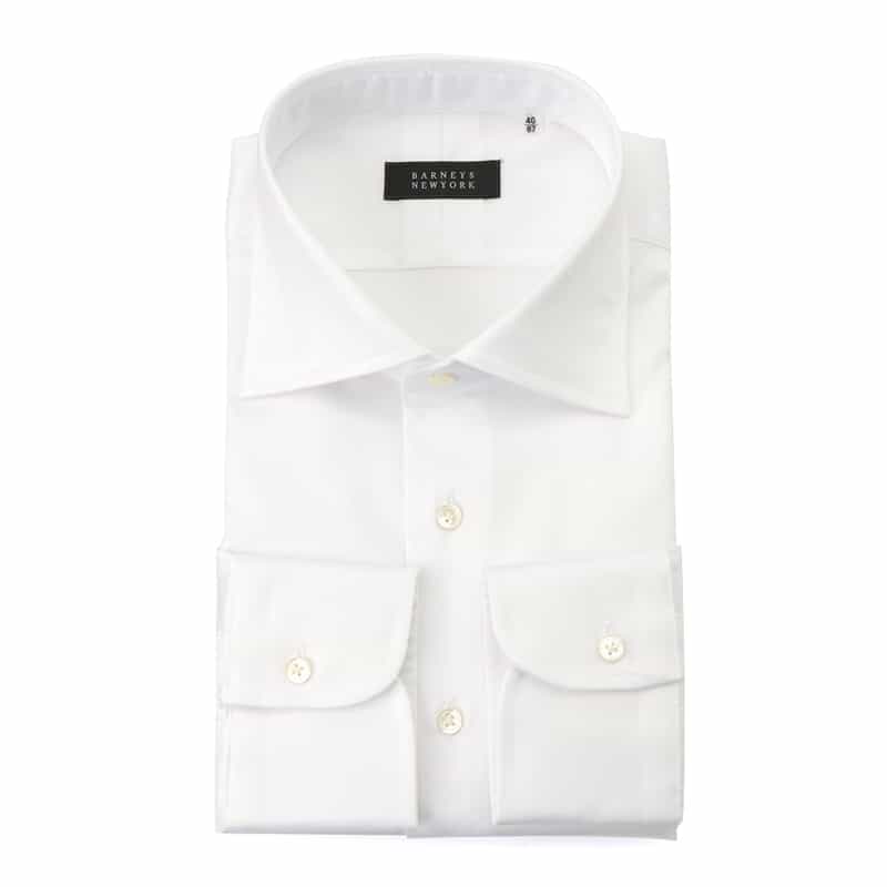 BARNEYS NEW YORK ヘリンボーン ドレスシャツ WHITE