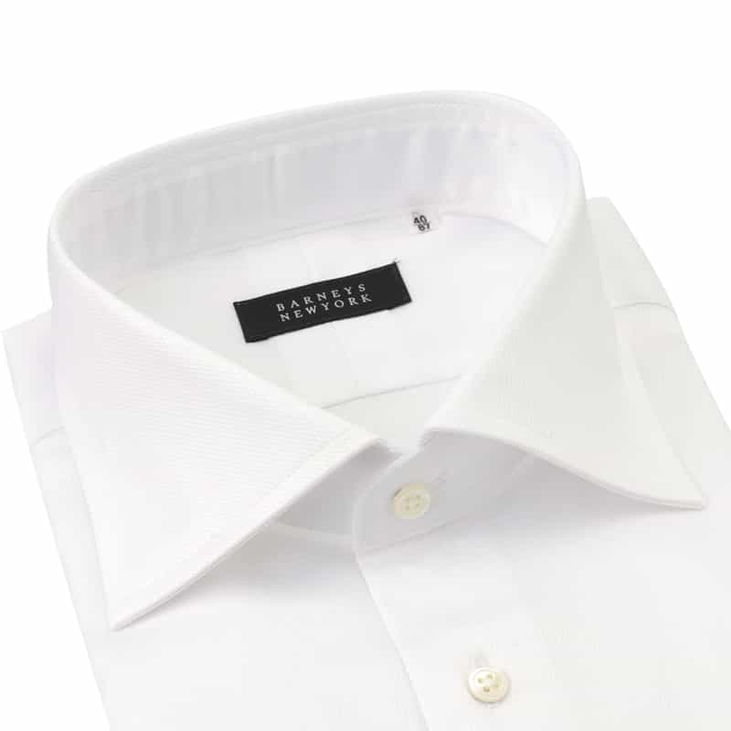 BARNEYS NEW YORK ヘリンボーン ドレスシャツ WHITE