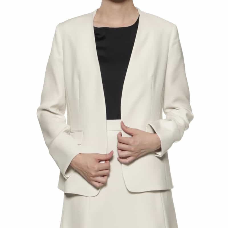 BARNEYS NEW YORK セットアップ ウォッシャブル スムースサテン ノーカラージャケット BEIGE