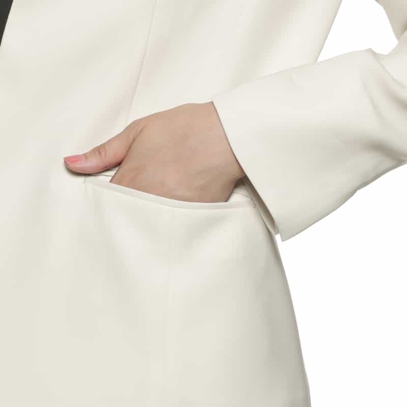 BARNEYS NEW YORK セットアップ ウォッシャブル スムースサテン ノーカラージャケット BEIGE