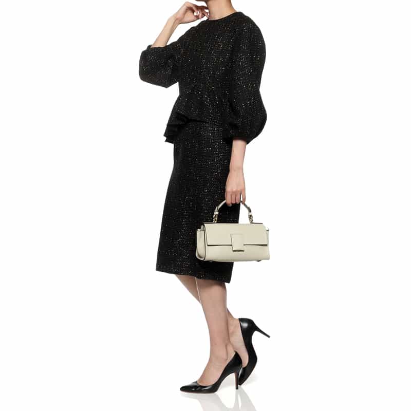 BARNEYS NEW YORK レザー ワンハンドル ミニショルダーバッグ IVORY