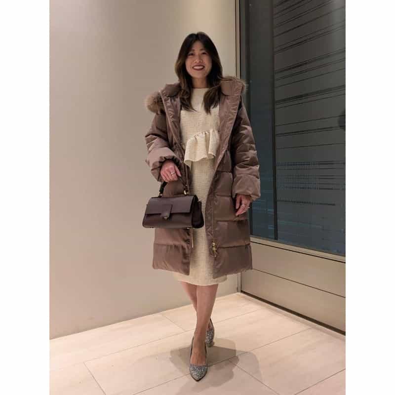 BARNEYS NEW YORK レザー ワンハンドル ミニショルダーバッグ DARK BROWN