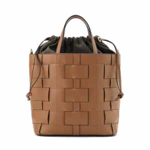 巾着付き レザー バケットバッグ