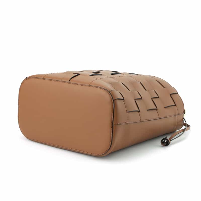 BARNEYS NEW YORK 巾着付き レザー バケットバッグ LIGHT BROWN