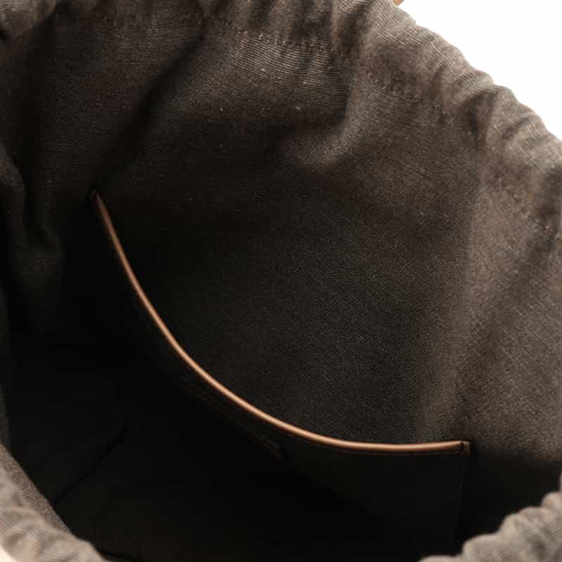 BARNEYS NEW YORK 巾着付き レザー バケットバッグ LIGHT BROWN