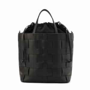 巾着付き レザー バケットバッグ